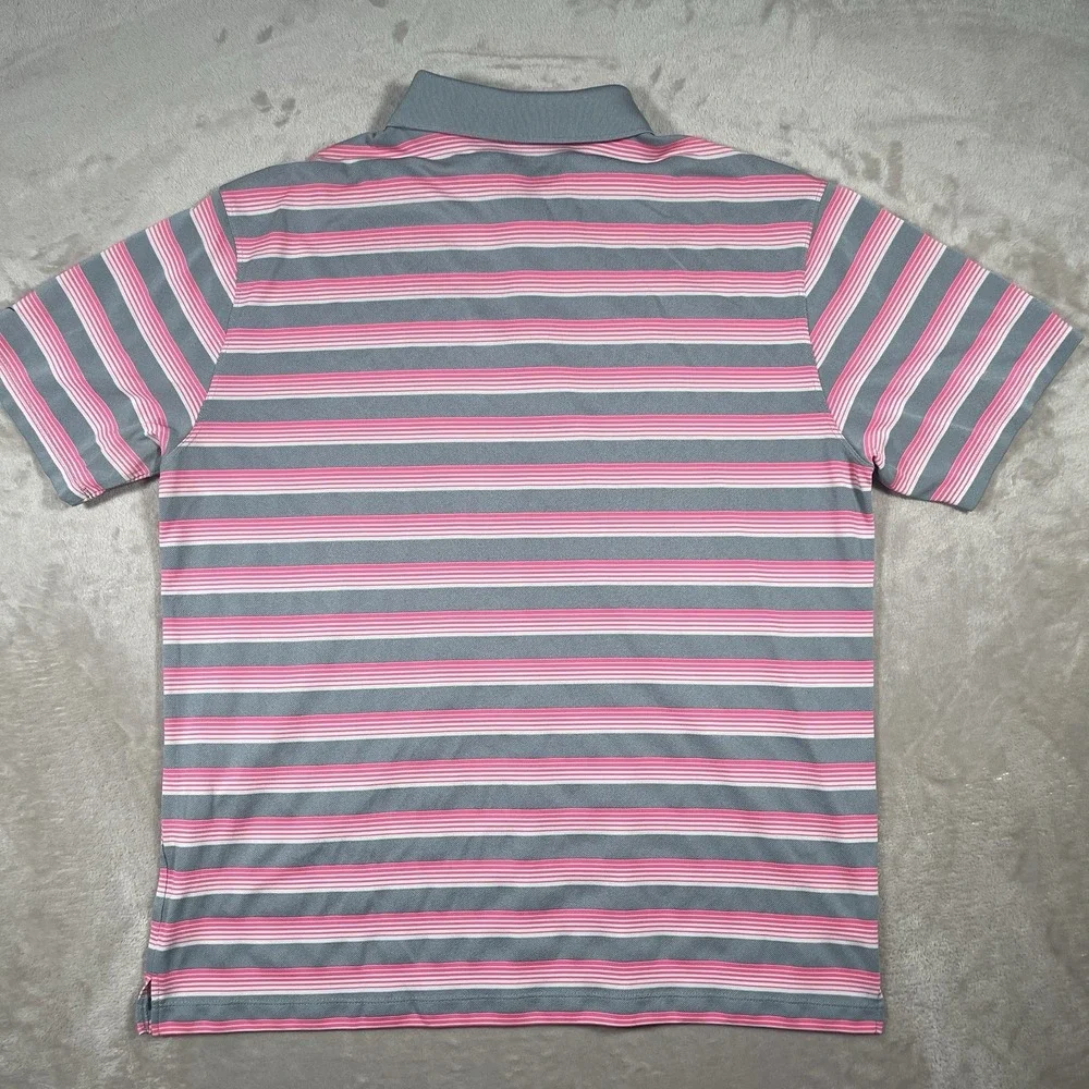 Nike Golf Dri-Fit Tour‎ Performance Polo Men's L Gray Pink Striped